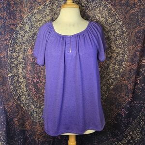 NWT St John's Bay Purple Short Sleeve Blouse Womens Size XL